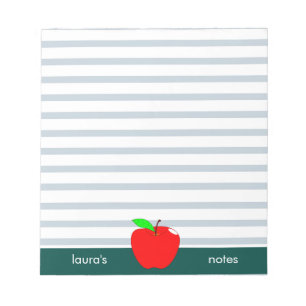 Red Apple Teacher Personalized Green lines Notepad
