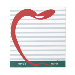 Red Apple Teacher Personalized Green lines Notepad