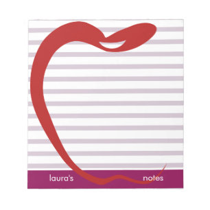 Red Apple Teacher Personalized Pink lines Notepad