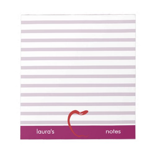 Red Apple Teacher Personalized Pink lines Notepad