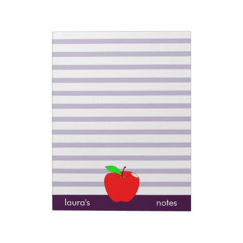 Red Apple Teacher Personalized purple lines Notepad