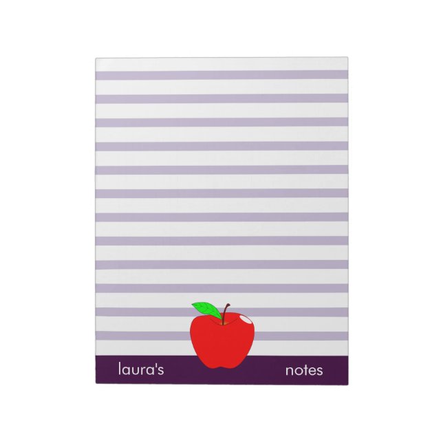 Red Apple Teacher Personalized purple lines Notepad (Rotated)