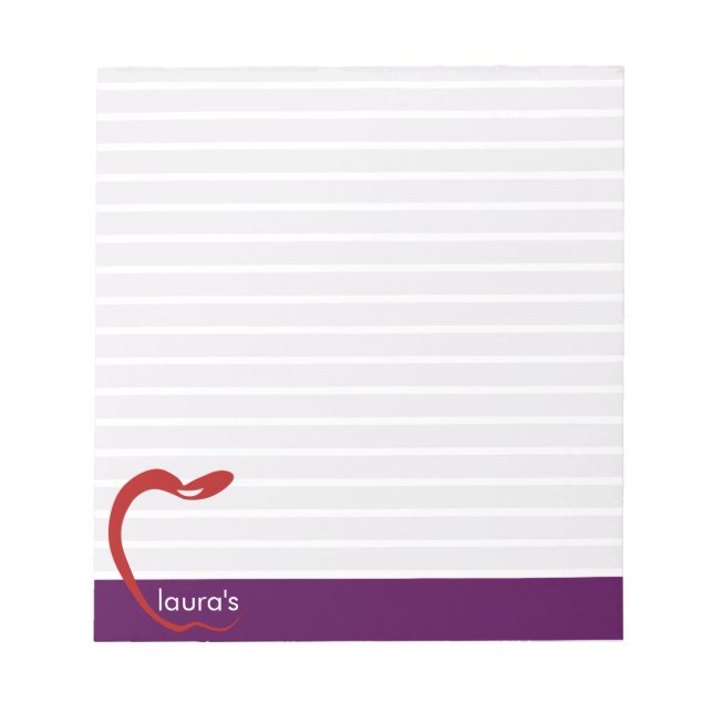 Red Apple Teacher Personalized Striped  Notepad (Front)