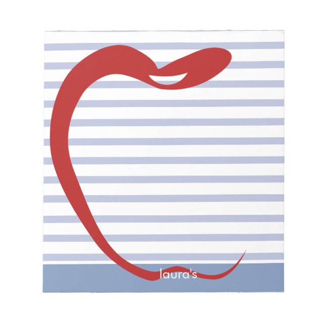 Red Apple Teacher Personalized Striped  Notepad (Front)