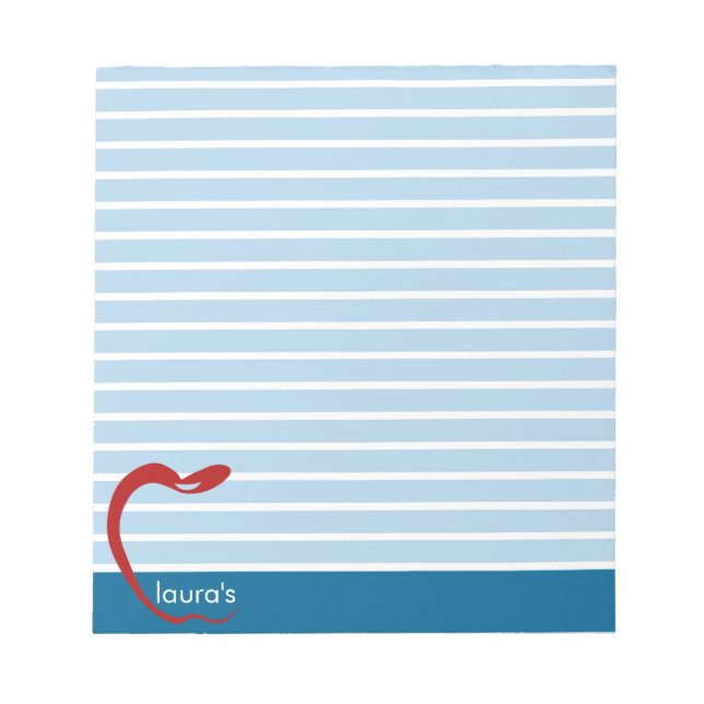 Red Apple Teacher Personalized Striped  Notepad (Front)