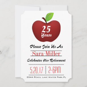 Red Apple Teacher Retirement Invitation