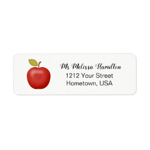 Red Apple Teacher Return Address Label