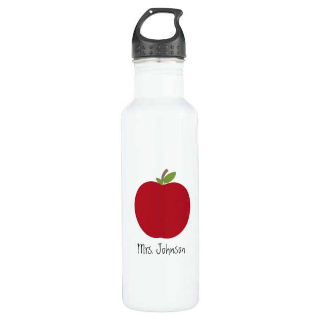 Red Apple Teacher Water Bottle (Front)