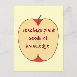 Red Apple Teachers Plant Seeds, Knowledge Postcard