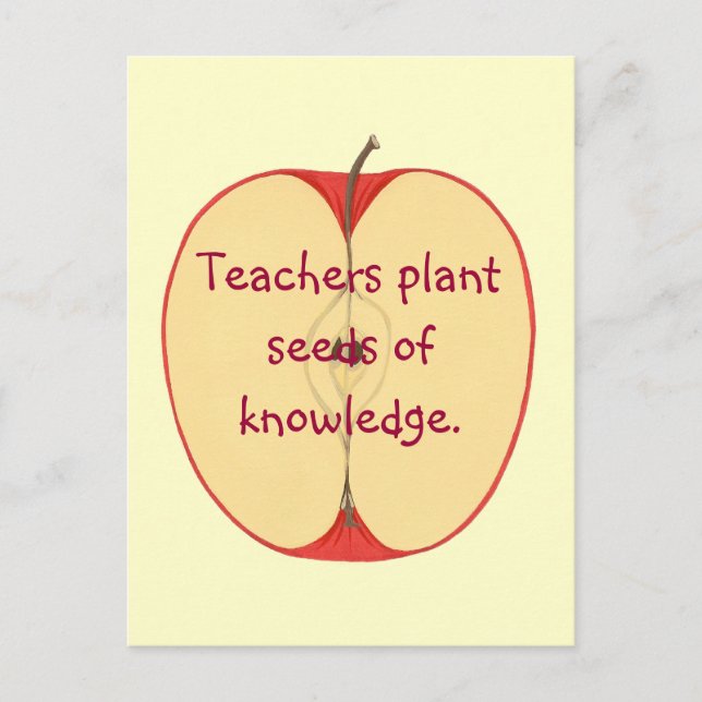 Red Apple Teachers Plant Seeds, Knowledge Postcard (Front)