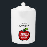 Red apple teapot for world's best school teacher<br><div class="desc">Red apple teapot for world's best school teacher. Cute gift idea for kindergarten teacher,  educator,  coworker,  colleague etc.</div>