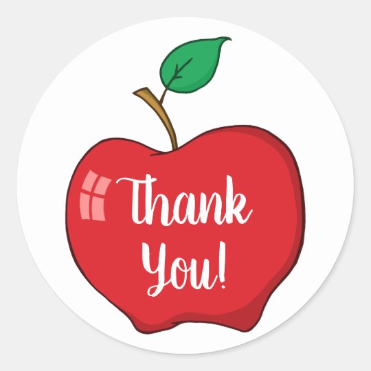 Red Apple Thank You Classic Round Sticker | Zazzle.com