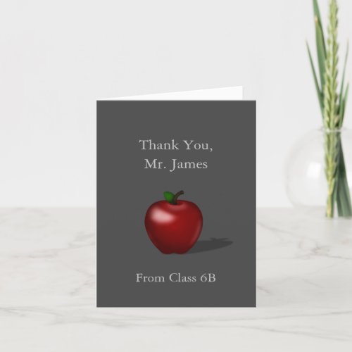 Red Apple Thank You Teacher Custom Class Thank You Card