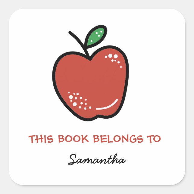 Red Apple This Book Belongs To Bookplate (Front)