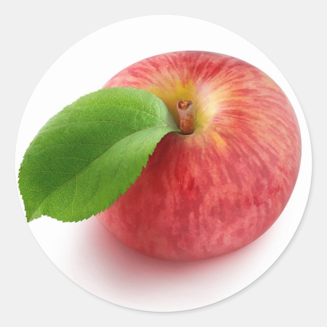 Red apple top view classic round sticker (Front)