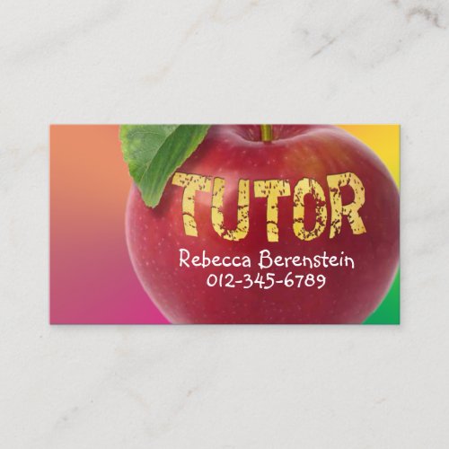 Red Apple Tutor Pnk Orange Business Card