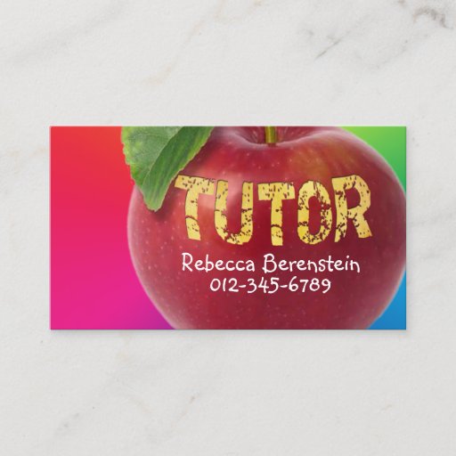 Customizable Red Apple Tutor Red Pink Business Card