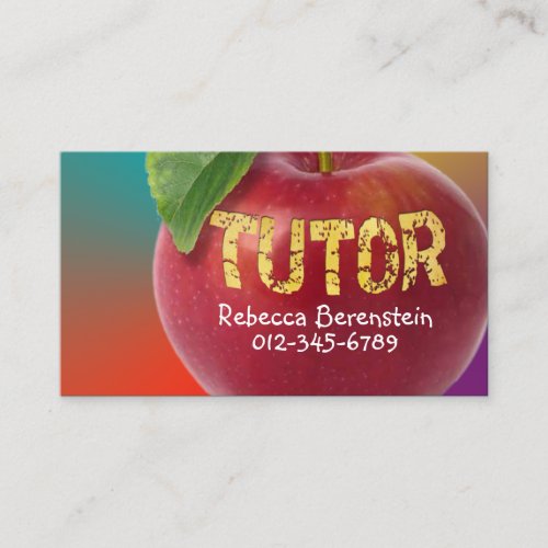 Red Apple Tutor Turquoise Orange Business Card