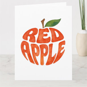 Red Apple Typography Art, Apple Thank You Card