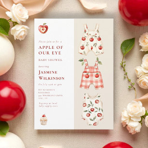 Red Apple Watercolor Baby Shower Invitation