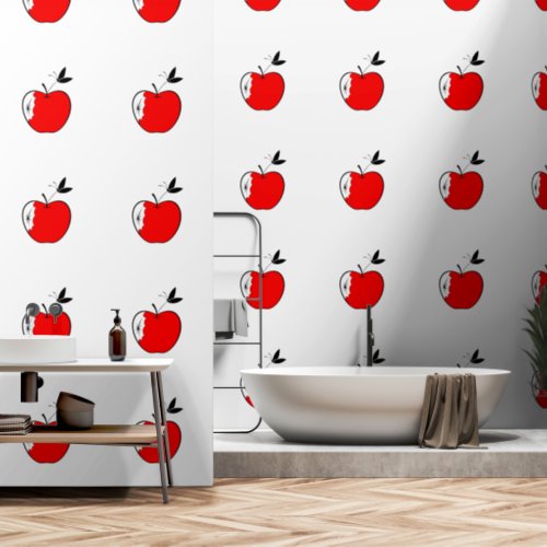 Red Apple with Black Butterfly Wallpaper