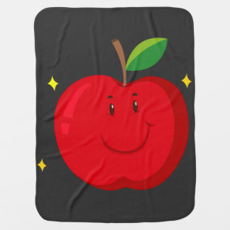 Red Apple with Happy Face Baby Blanket