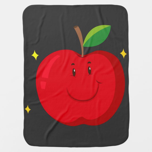 Red Apple with Happy Face Baby Blanket (Front)