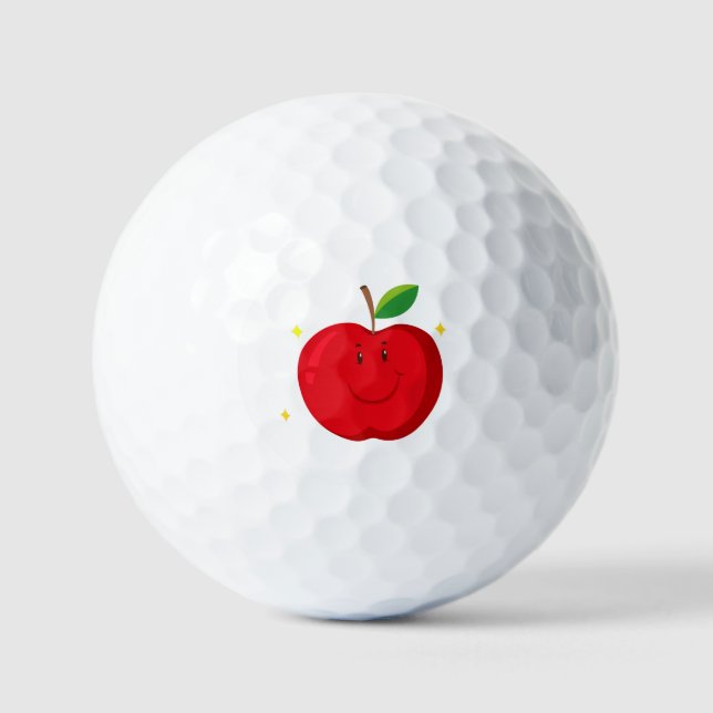 Red Apple with Happy Face Golf Balls (Front)