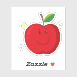 Red Apple with Happy Face Sticker