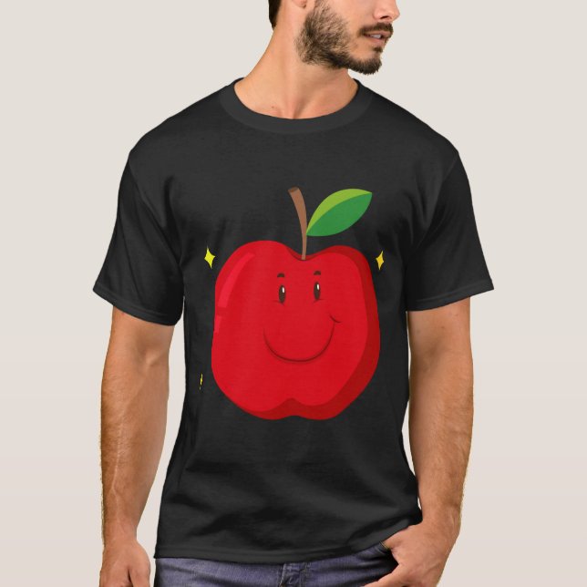 Red Apple with Happy Face T-Shirt (Front)