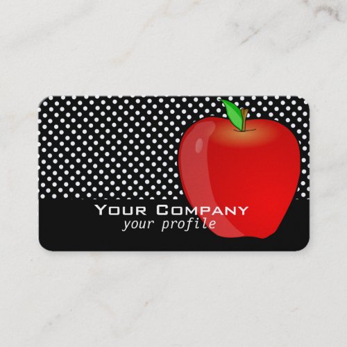 red apple  with retro dots business card