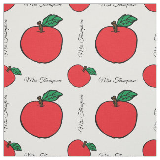 Red Apple with Teacher's Name Fabric by the Yard