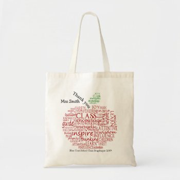 Red Apple Word Cloud Teacher School Book Tote Bag by GenerationIns at Zazzle
