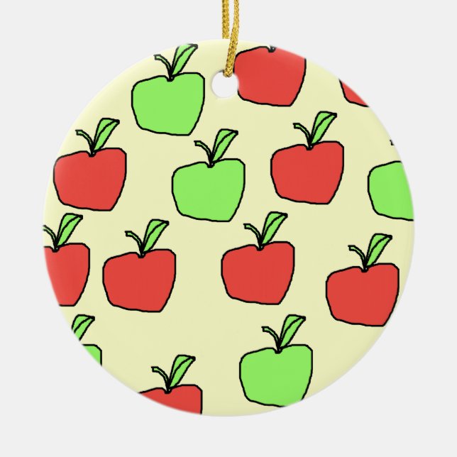 Red Apples and Green Apples, Pattern. Ceramic Ornament (Front)