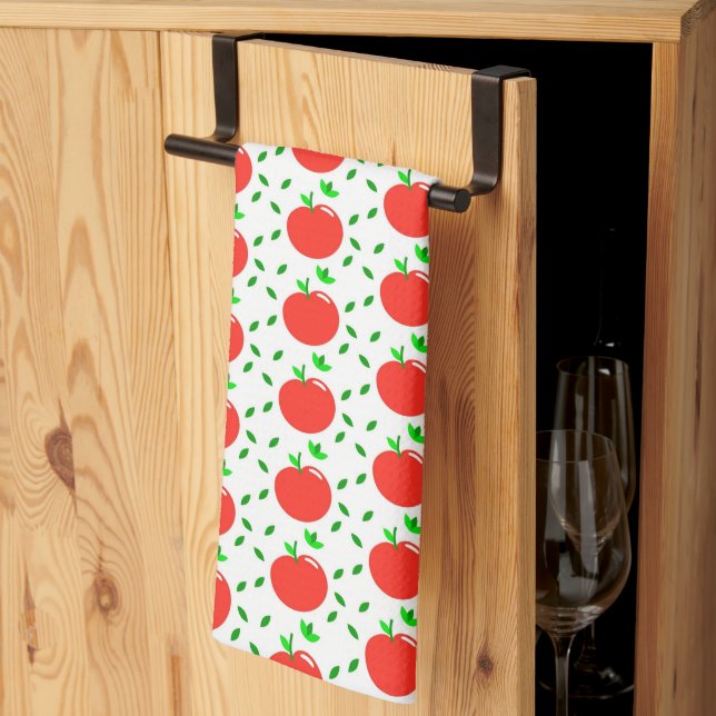 Red Apples and Green Leaves Kitchen Towel (Thirds Fold)