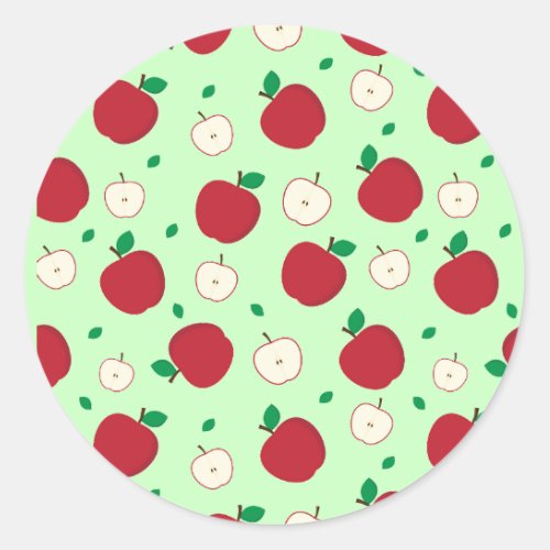 Red Apples and Halved Apples Classic Round Sticker