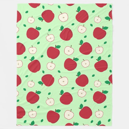 Red Apples and Halved Apples Fleece Blanket