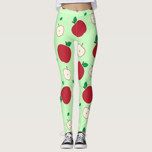Red Apples and Halved Apples Leggings