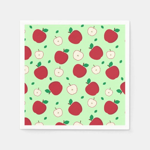 Red Apples and Halved Apples Napkins