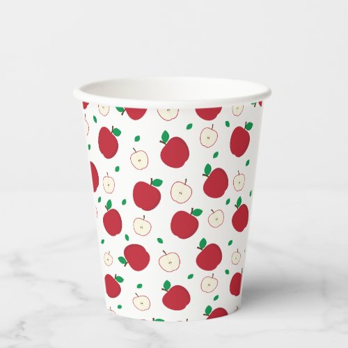 Red Apples and Halved Apples Paper Cups