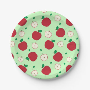 Red Apples and Halved Apples Paper Plates