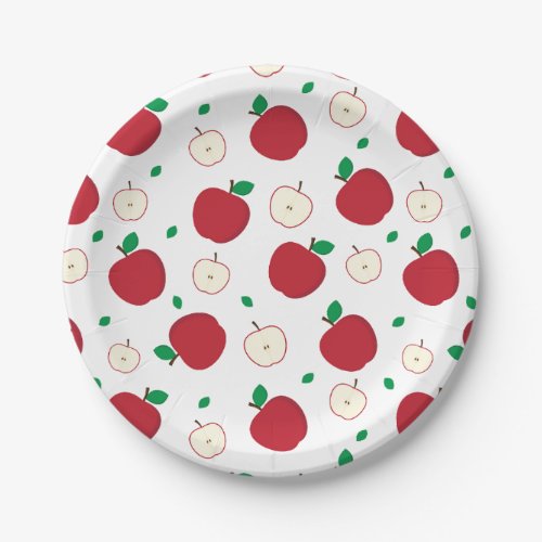 Red Apples and Halved Apples Paper Plates