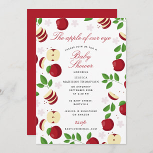 Red Apples Apple of Our Eye Baby Shower Invitation