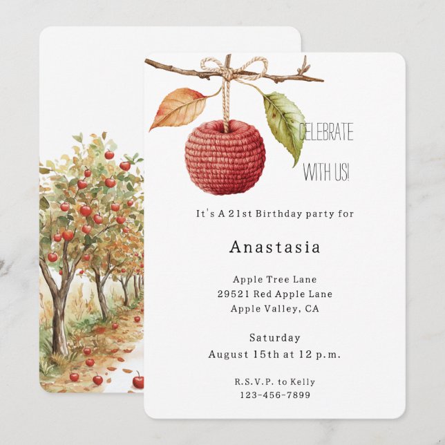 Red Apples Birthday Invitation (Front/Back)
