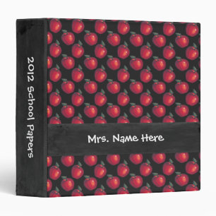 Red Apples Black 3 Ring Binder