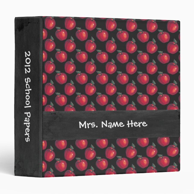Red Apples Black 3 Ring Binder (Front/Spine)