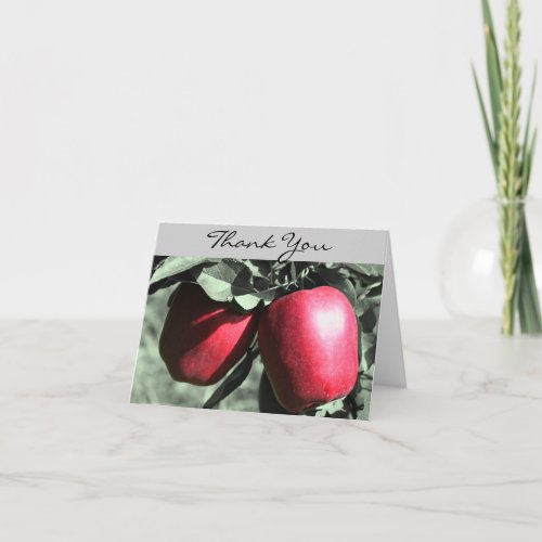 Red Apples Black And White Thank You Card