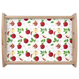 Red Apples, Blossoms & Greenery Pattern Serving Tray