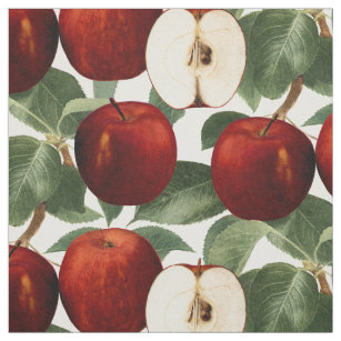 Red Apples Botanical Pattern Fabric