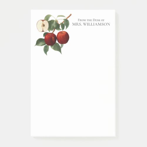 Red Apples Botanical Teacher Name 4x6 Post_it Notes